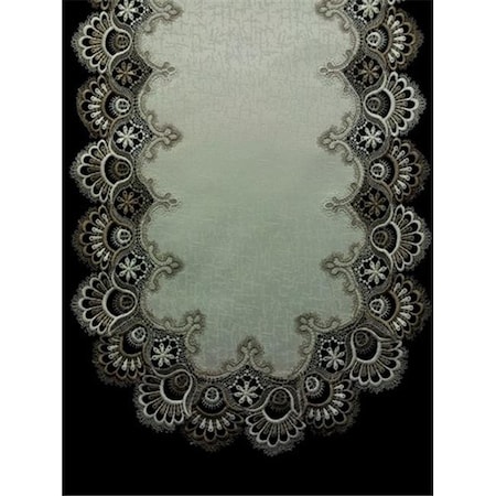 Sinobrite Sinobrite H8139-FF Cocoa Lace Oval Runner; 16 x 36 in. H8139/FF(16x36)